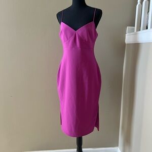 Likely Fuchsia Midi Dress with Spaghetti Straps